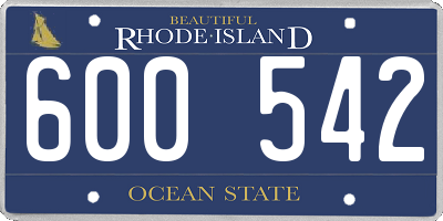 RI license plate 600542