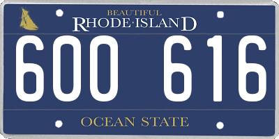 RI license plate 600616