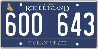 RI license plate 600643