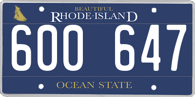 RI license plate 600647