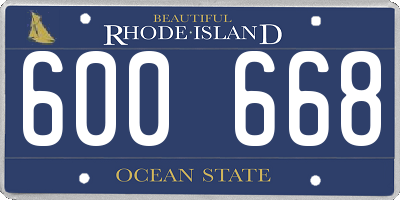 RI license plate 600668