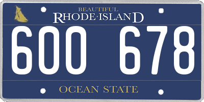 RI license plate 600678