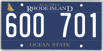 RI license plate 600701