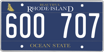 RI license plate 600707
