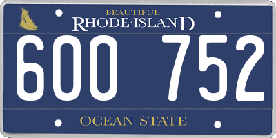 RI license plate 600752