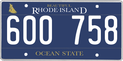 RI license plate 600758