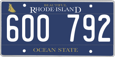 RI license plate 600792