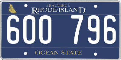 RI license plate 600796