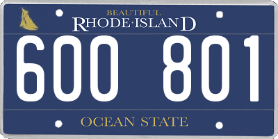 RI license plate 600801