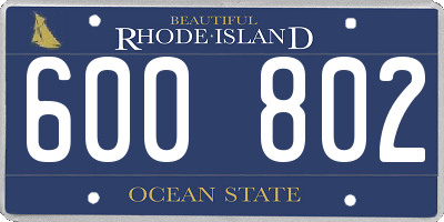 RI license plate 600802