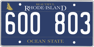 RI license plate 600803
