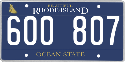 RI license plate 600807