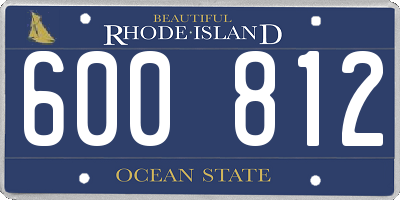 RI license plate 600812