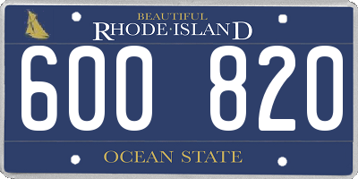 RI license plate 600820