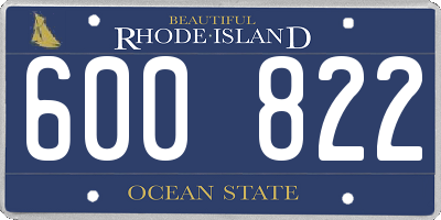 RI license plate 600822