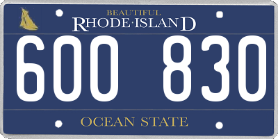 RI license plate 600830