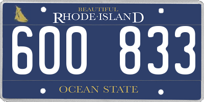 RI license plate 600833