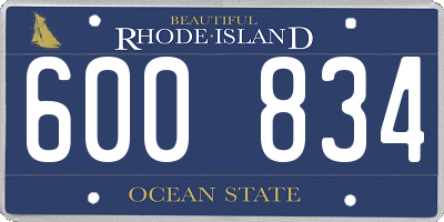 RI license plate 600834