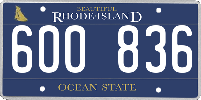RI license plate 600836