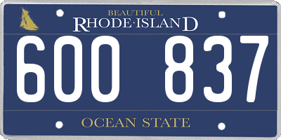 RI license plate 600837