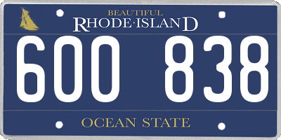 RI license plate 600838
