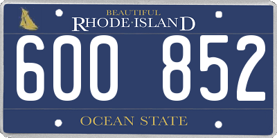 RI license plate 600852