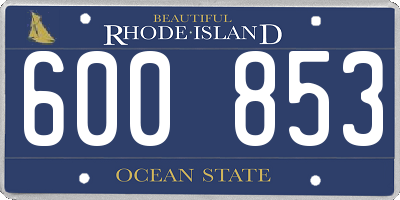 RI license plate 600853