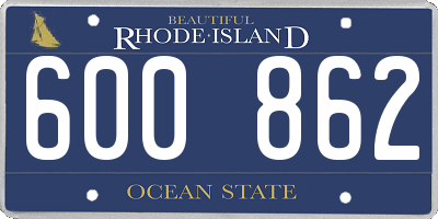 RI license plate 600862