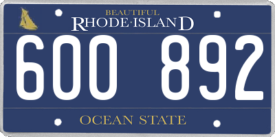 RI license plate 600892