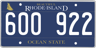 RI license plate 600922