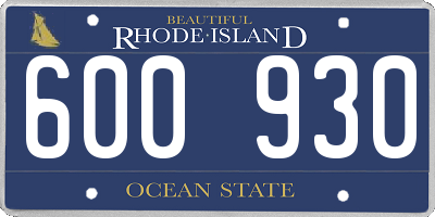 RI license plate 600930