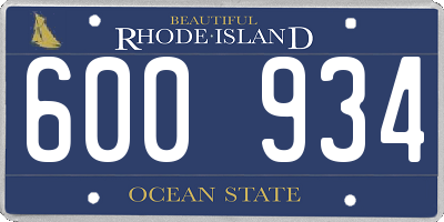 RI license plate 600934