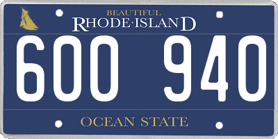 RI license plate 600940