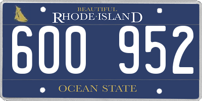 RI license plate 600952