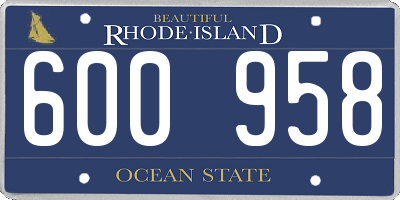RI license plate 600958