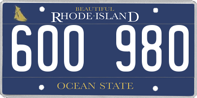 RI license plate 600980