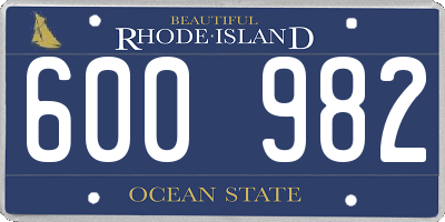 RI license plate 600982