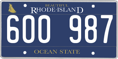 RI license plate 600987
