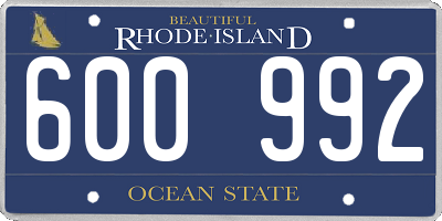 RI license plate 600992