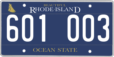 RI license plate 601003