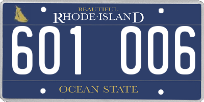 RI license plate 601006