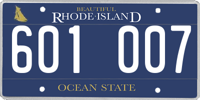 RI license plate 601007