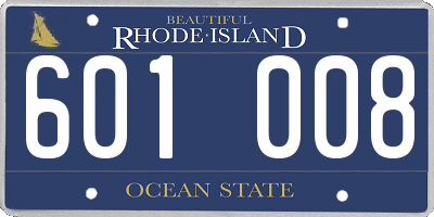 RI license plate 601008