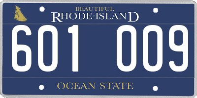 RI license plate 601009
