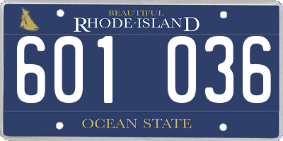 RI license plate 601036