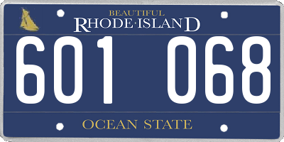 RI license plate 601068
