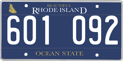 RI license plate 601092