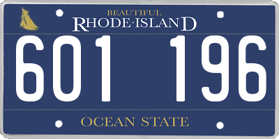 RI license plate 601196