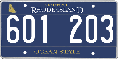 RI license plate 601203