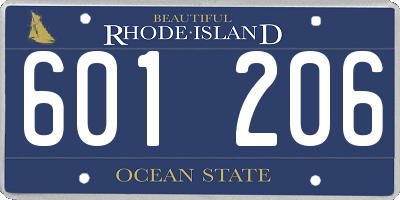 RI license plate 601206